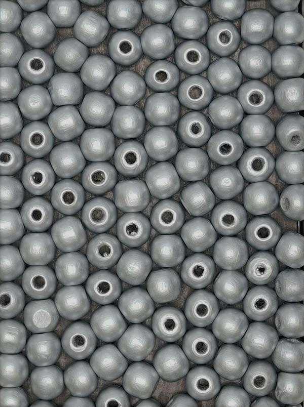 Painted Wooden Beads - 22 mm Silver