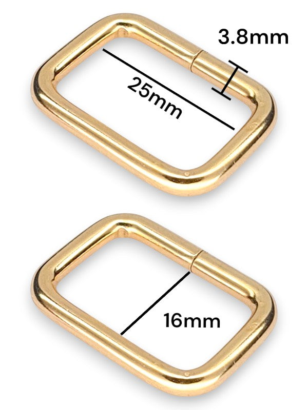 Square Ring - Gold, Inside: Width 25 mm, Height 16 mm, Thickness 3.8 mm, ±40-Piece