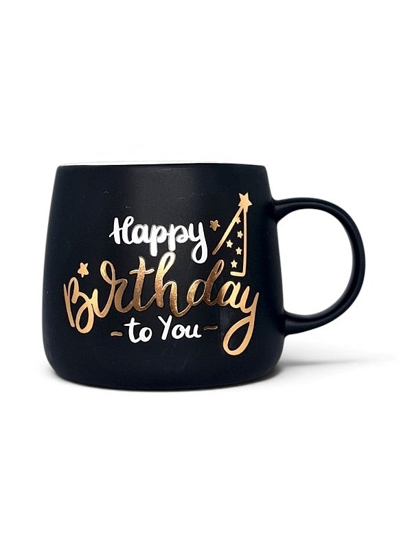 Ceramic MUG - HAPPY Birthday TO YOU - BLACK - Height 88 Mm