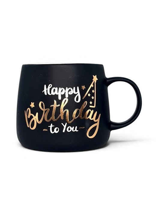 Ceramic MUG - HAPPY Birthday TO YOU - BLACK - Height 88 Mm