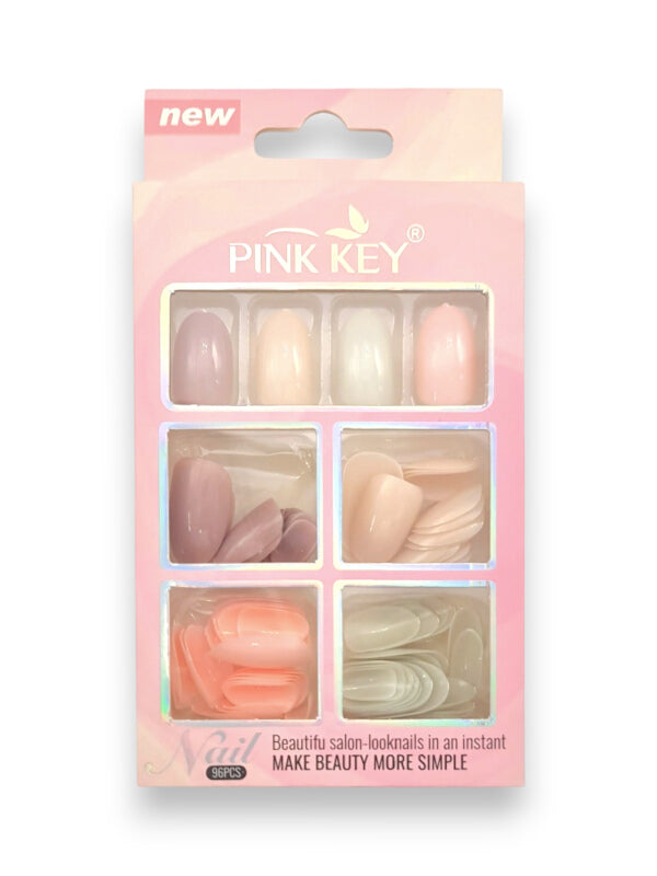 Pink Key Nails - 96-Piece
