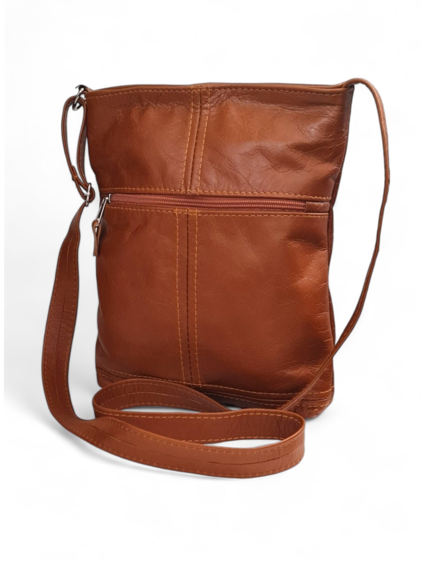 Leather SLING BAG - EXTRA LARGE - TAN ±28×20×6 Cm