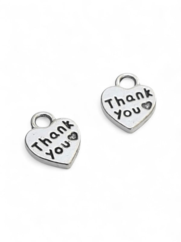 Metal Charm Hearts - Thank You ±12×10 mm ±50-Piece