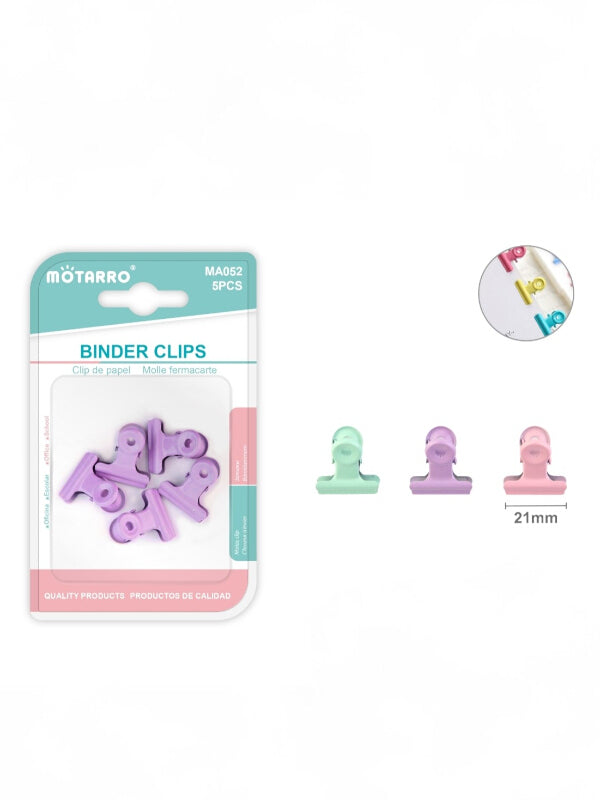Motarro Binder Clips Pack - Purple, 5-Piece