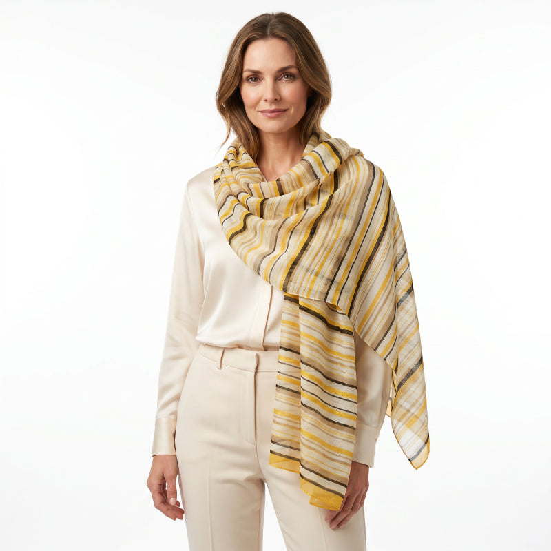 Scarf Multi Stripe - Yellow, +/ - 180x90 cm