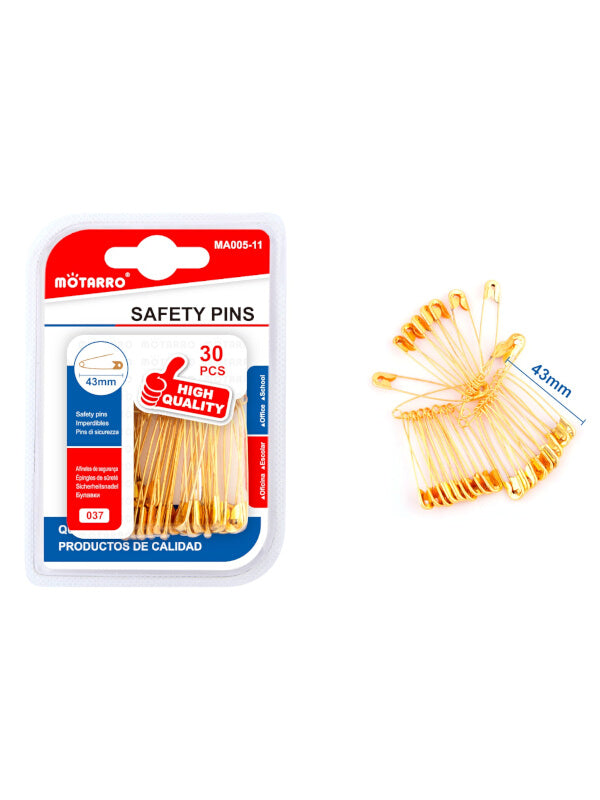 Motarro Safety Pins - Gold, 43 mm, 30-Piece