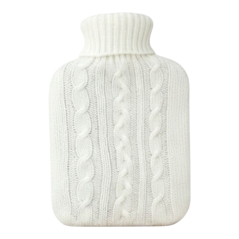 HOT WATER Bottle - WHITE Knitted COVER - 2L