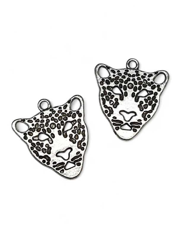 Metal Charm - Cheetah Head ±30×27 mm ±20-Piece (image On 1 Side Only)