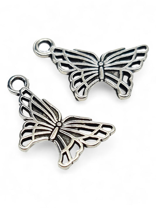 Metal Charm - Butterfly ±18×11 mm ±50-Piece (image On 1 Side Only)