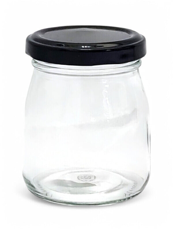 Glass Jar - Metal Black Lid, 150 ml, ±80×65 mm