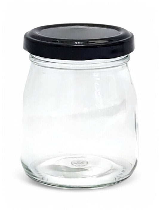 Glass Jar - Metal Black Lid, 150 ml, ±80×65 mm