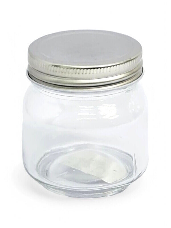 Glass Jar - Metal Silver Lid, 300 ml, ±90×80 mm