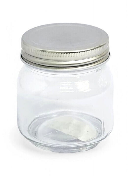 Glass Jar - Metal Silver Lid, 300 ml, ±90×80 mm