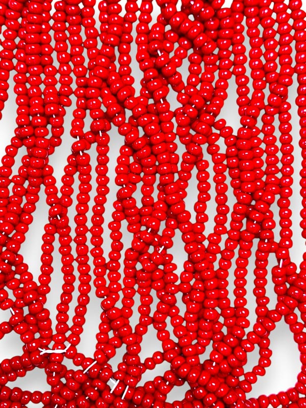 Glass Czech Beads On String - Red, Size 8/0, 1/4kgm