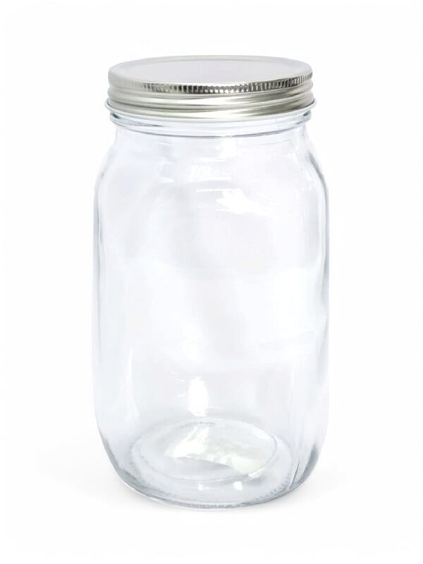 Glass Jar - Metal Silver Lid, ±170×90 mm
