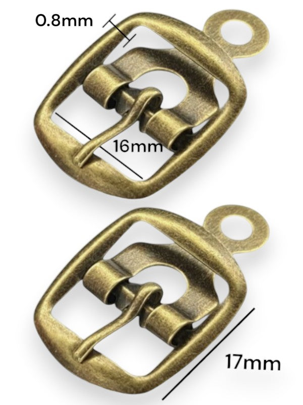 Buckle - Antique Brass, Inside: Width 16 mm, Height 17 mm, Thickness 0.8 mm, ±50-Piece