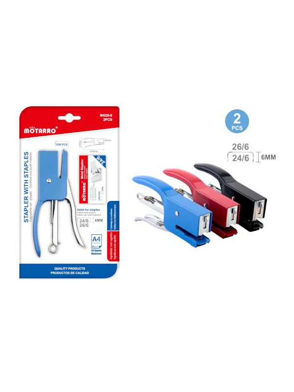Motarro Stapler With Staples - Blue, 6 mm, 2-Piece