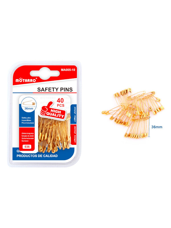 Motarro Safety Pins - Gold, 36 mm, 40-Piece