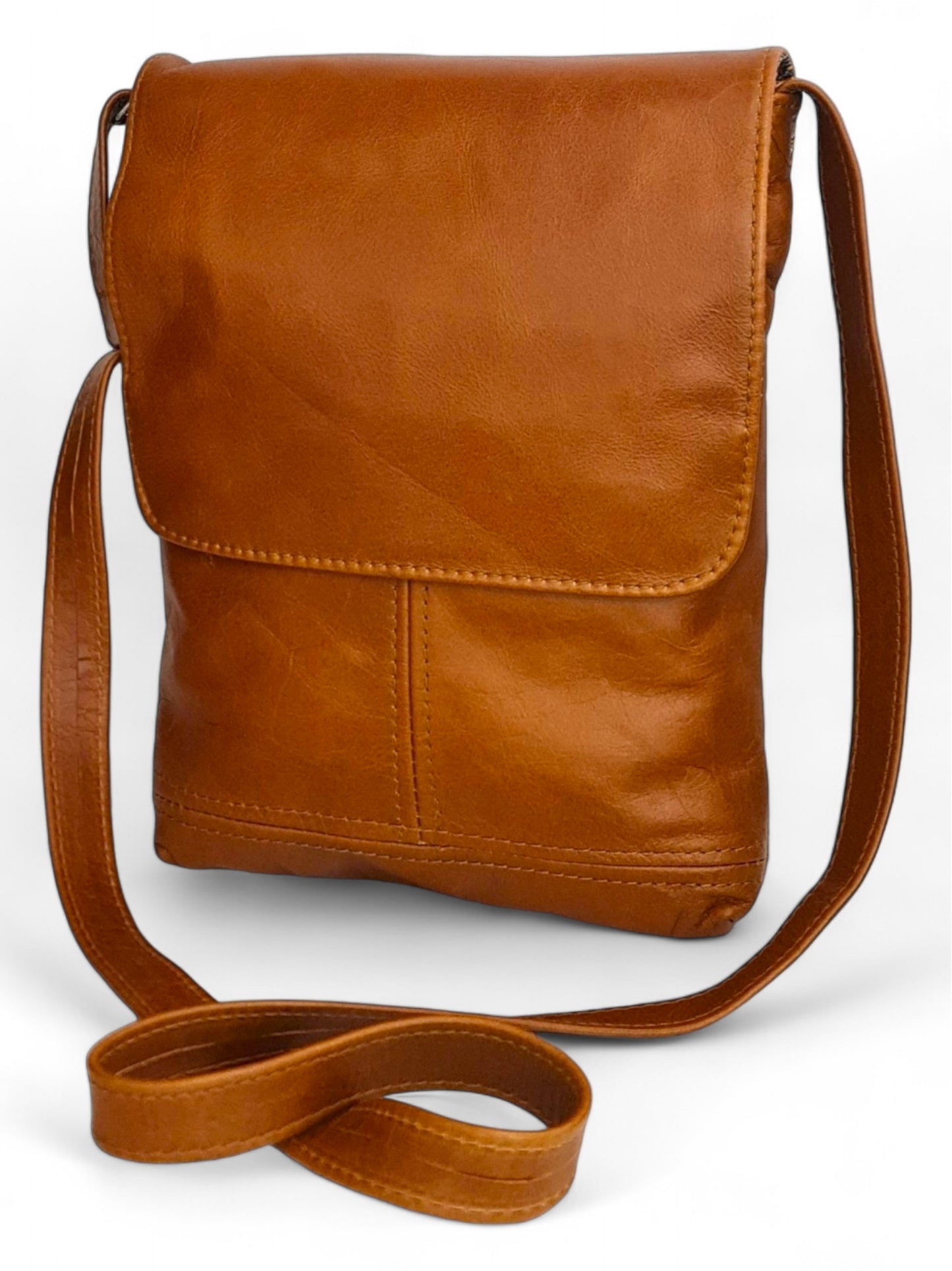 Leather SLING BAG - LARGE - TAN ±29×23×7 Cm