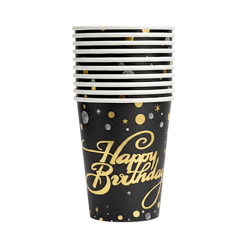 PARTY CUPS - HAPPY Birthday - Black