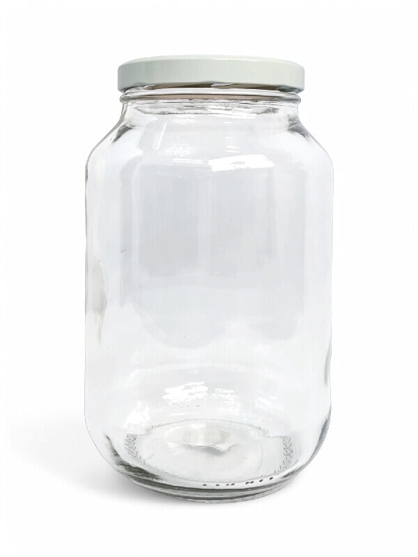 Glass Jar - Metal White Lid, ±240×140 mm