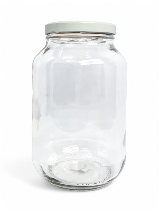 Glass Jar - Metal White Lid, ±240×140 mm