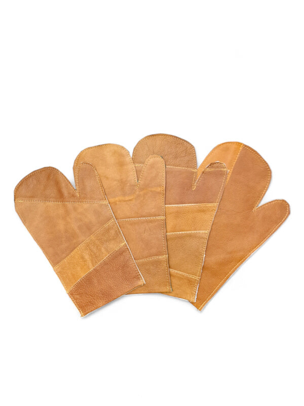 Leather OVEN GLOVE - TAN - RIGHT - EACH - ±18×33 Cm