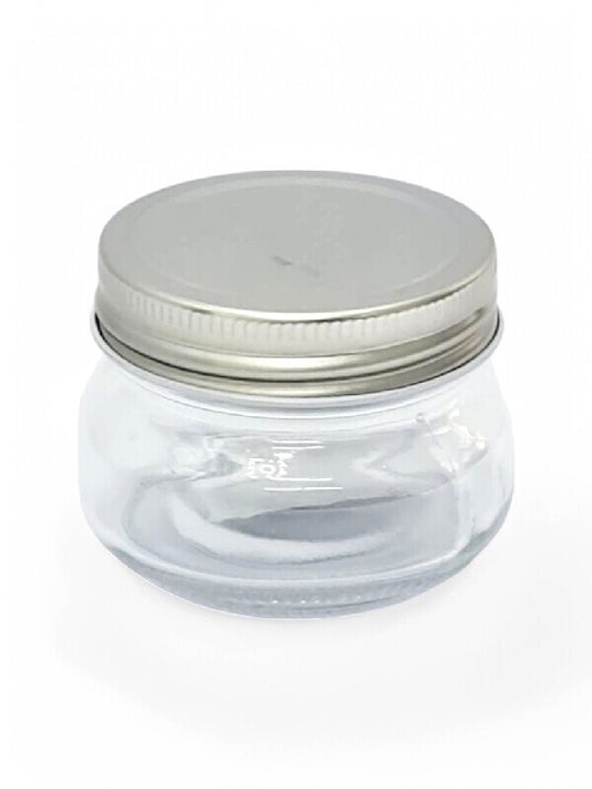Glass Jar - Metal Silver Lid, 150 ml, ±50×80 mm
