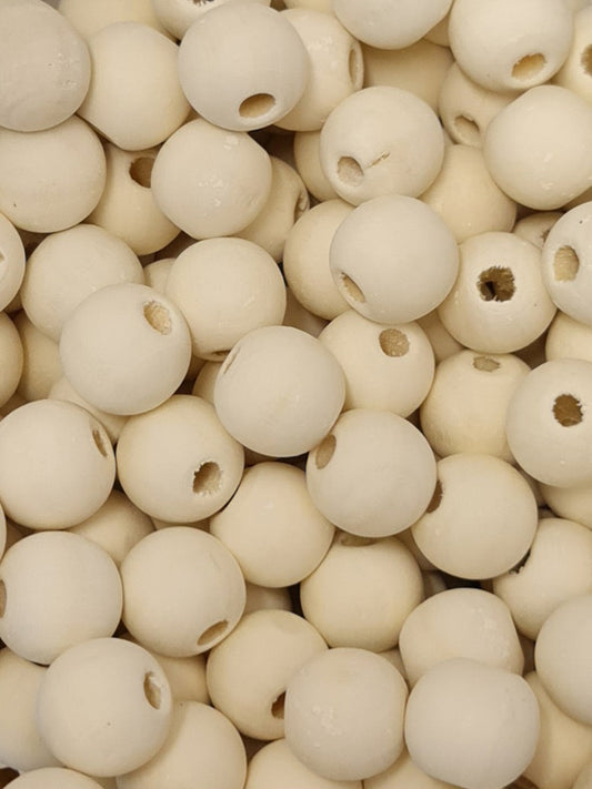 Wooden Beads - Round - 18 mm, Hole 4 - 5 mm, Unvarnished ±605-Piece 1 kg