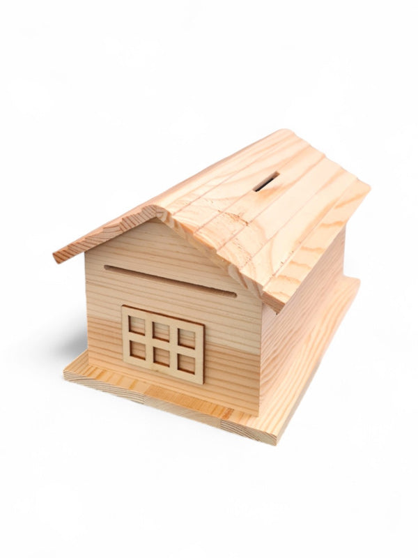 Wooden Craft House Money Box ±20×13×11.5 cm