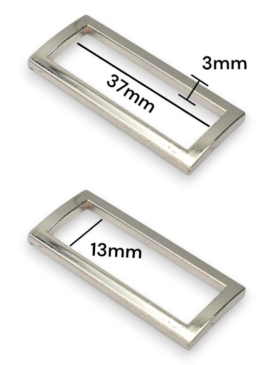 Square Ring - Silver, Inside: Width 37 mm, Height 13 mm, Thickness 3 mm, ±10-Piece
