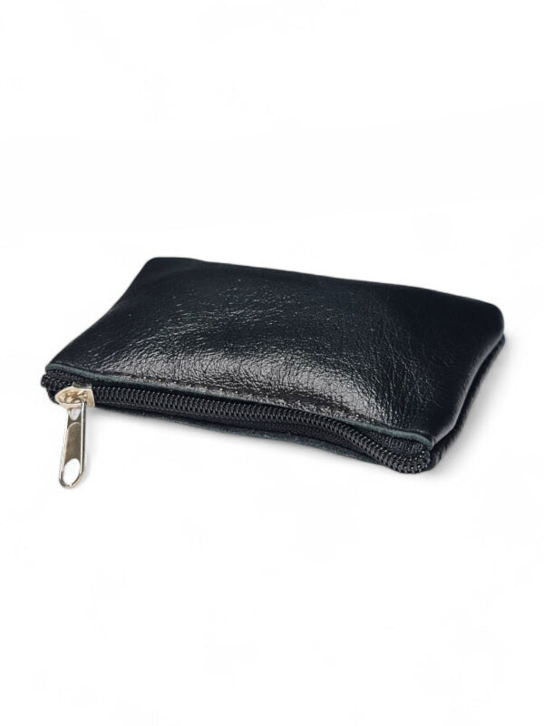 Leather PURSE - LARGE - BLACK - ±9×13 Cm