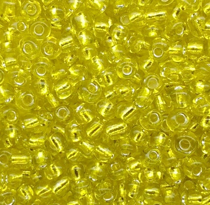 Seed Beads - Size 8/0, Silverlined Yellow