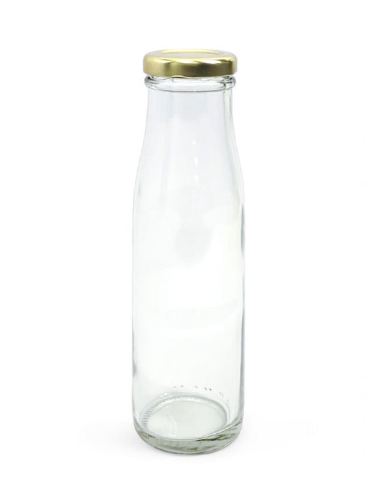 Glass Jar - Metal Gold Lid, Bottle, 250 ml, ±80×50 mm
