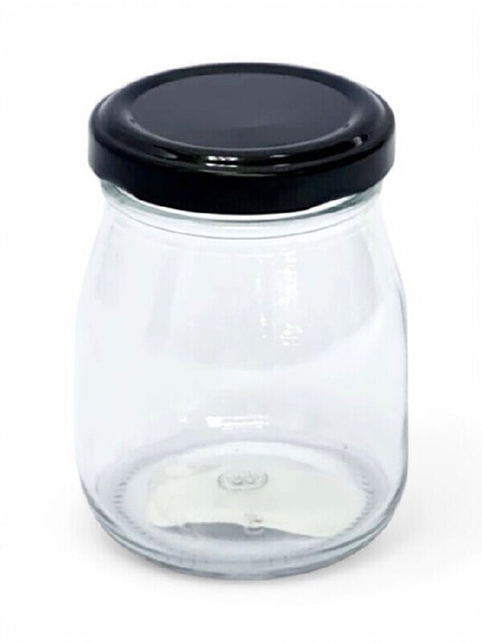 Glass Jar - Metal Black Lid, 100 ml, ±75×55 mm