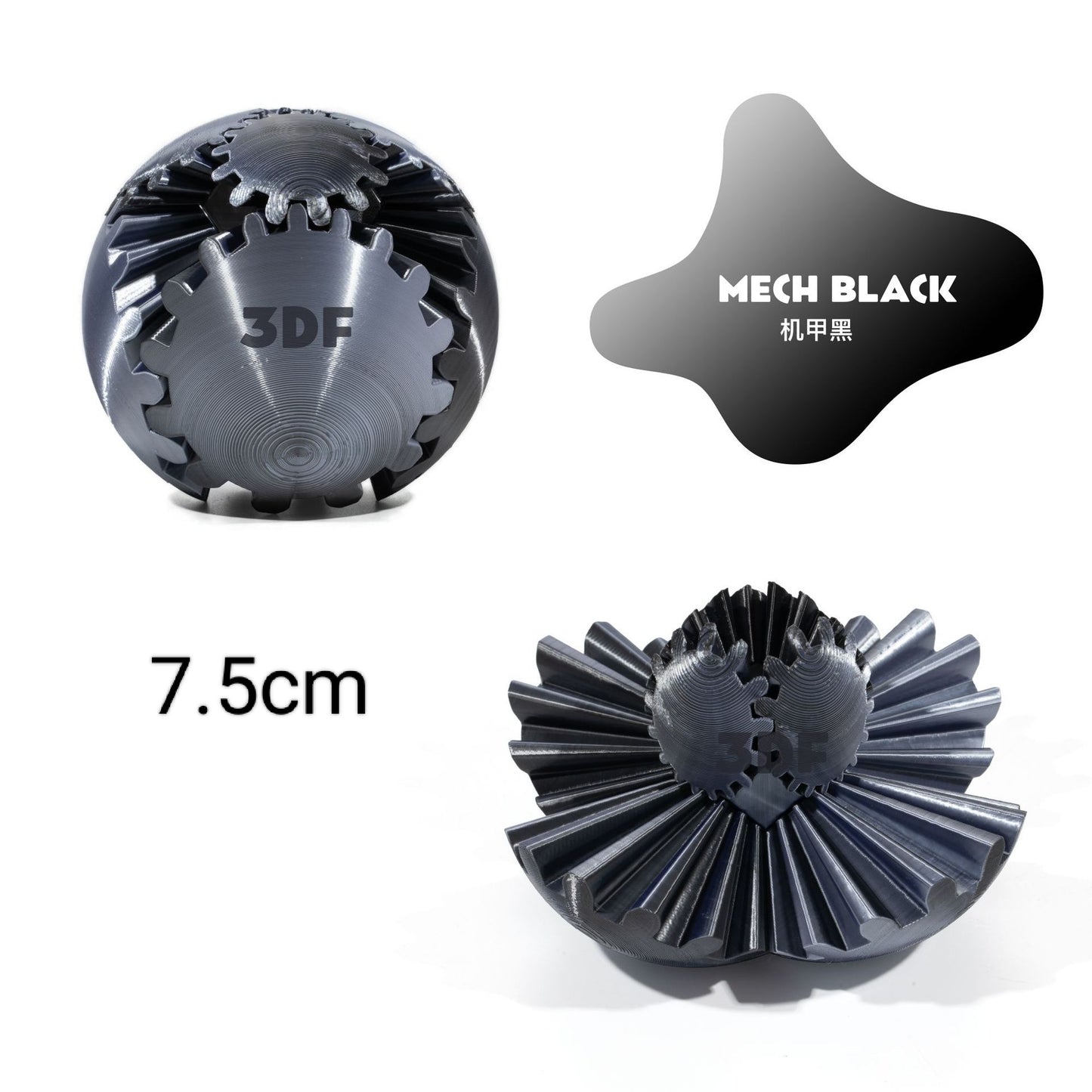 3D Fidget BALL BLACK 7.5 CM