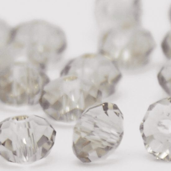 Glass Crystal Rondelle Transparent Faceted 3x4 mm (hole 1.0 mm) - Smokey