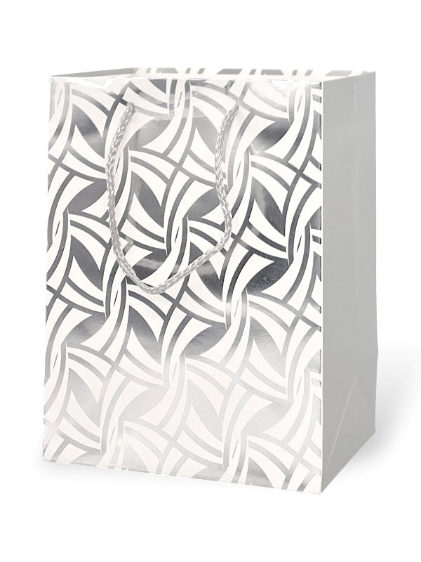 GIFT BAG - Silver AND WHITE - ±23×18×10 Cm