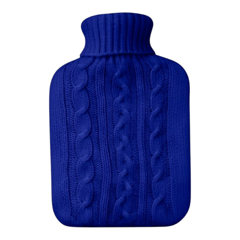 HOT WATER Bottle - DARK BLUE Knitted COVER - 2L