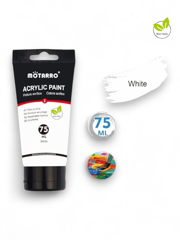 Motarro Acrylic Paint - White, 75 ml