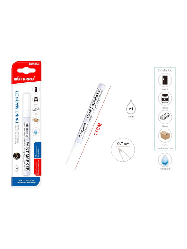 Motarro Paint Marker - White, 0.7 mm