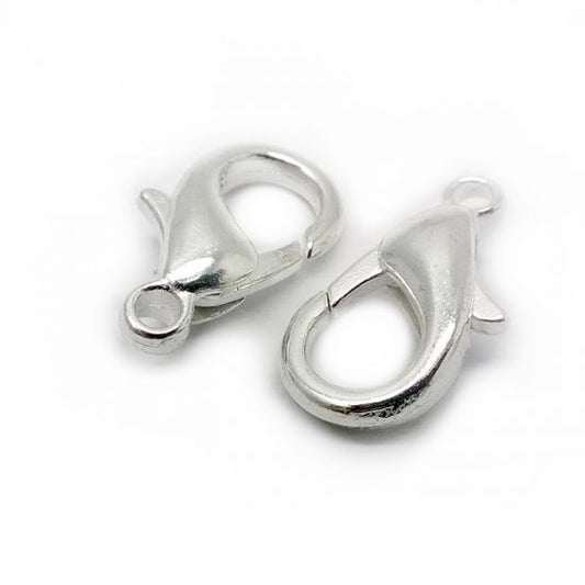 Jewellery Findings - Clasp Lobster 14 mm, Silver Plated, Nickel Free