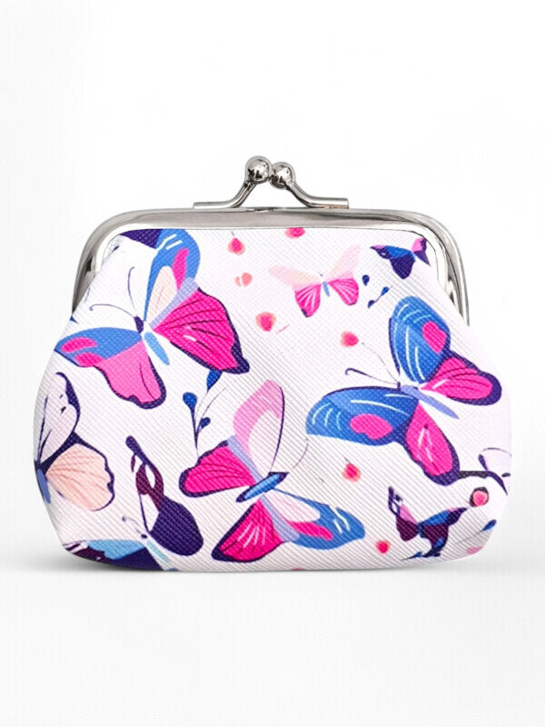 PURSE - WHITE - Butterflies - ±7.5×9.5×2 Cm