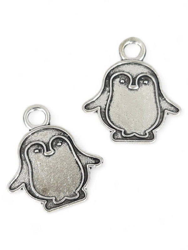 Metal Charm - Penguin ±22×20 mm ±25-Piece (image On 1 Side Only)