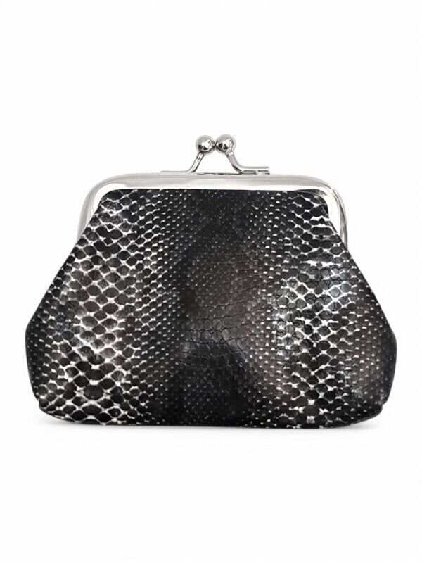 PURSE - BLACK - SNAKE SKIN - ±7.5×9.5×2 Cm