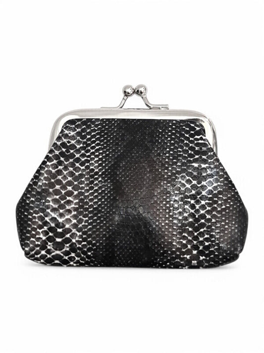 PURSE - BLACK - SNAKE SKIN - ±7.5×9.5×2 Cm
