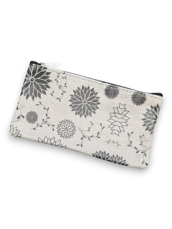 Leather Pencil BAG - Flowers - ±10×20×1 Cm