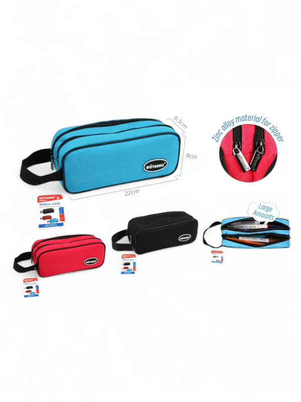 Motarro Double Zip Pencil Case - Blue, 22x9x6.5 cm