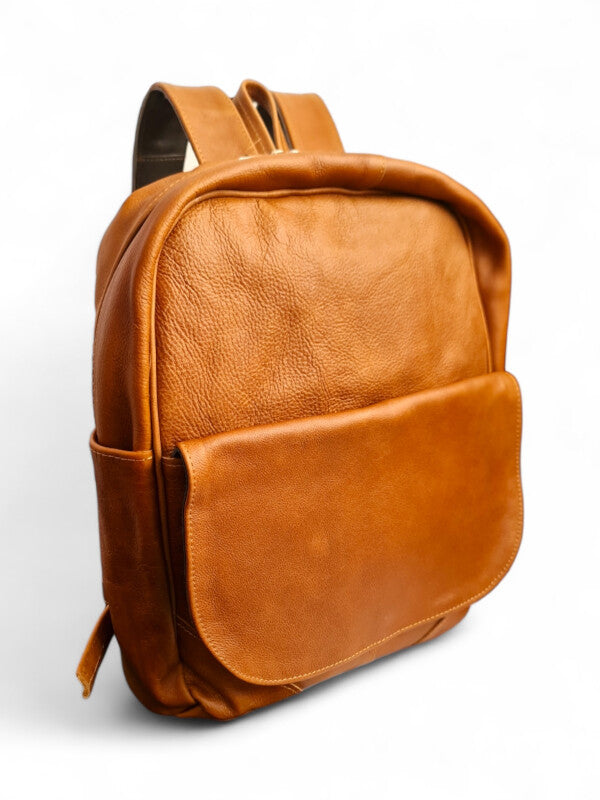 Leather Backpack - TAN - ±38×29×10 Cm