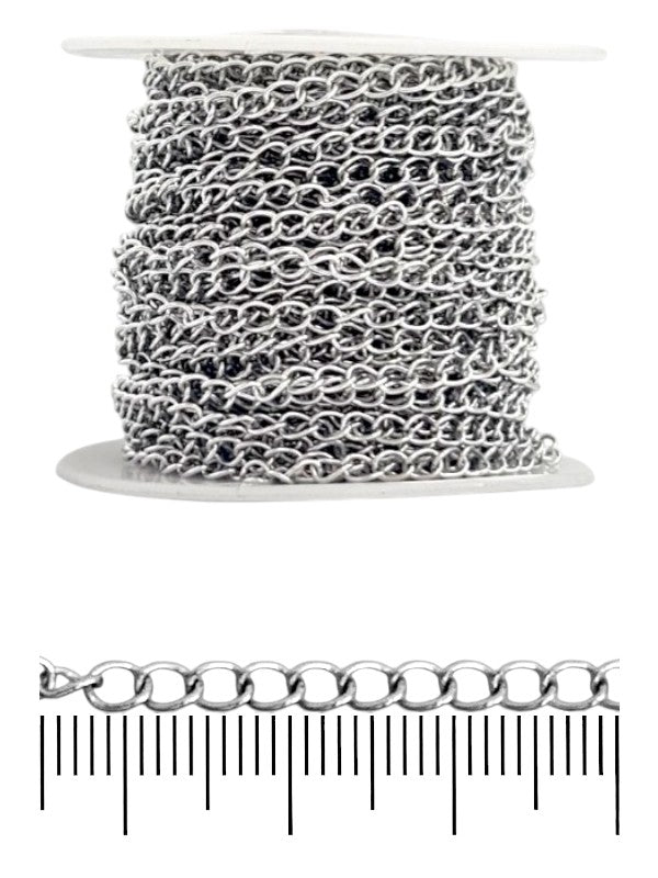 Chain - Silver, 3×4 mm, Material: Stainless Steel, ±10 m